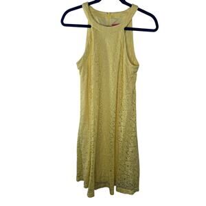 Betsy Johnson Yellow Lace Halter Shift  Dress Size 4